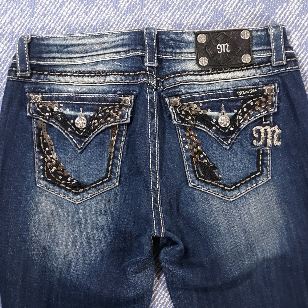 Miss Me JE5456E3R Embellished Bootcut Denim Jeans Blue Womens 29 x 31